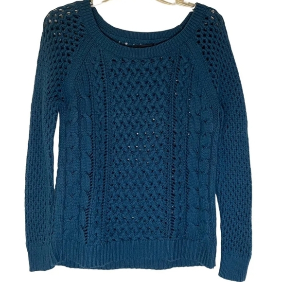 American Eagle Open Knit Sweater Teal Size Medium - Picture 6 of 7